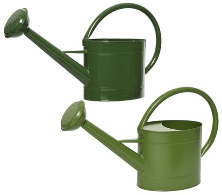 Decoris Gießkanne m. Brausekopf 5l Grün Metall 1 Stück sort. - Gartenpflanzen Balkon &Terrasse - Gießgefäß - Spritzkrug Spritzkanne mit Brause Garten - Watering Can Outdoor Gartengießkanne