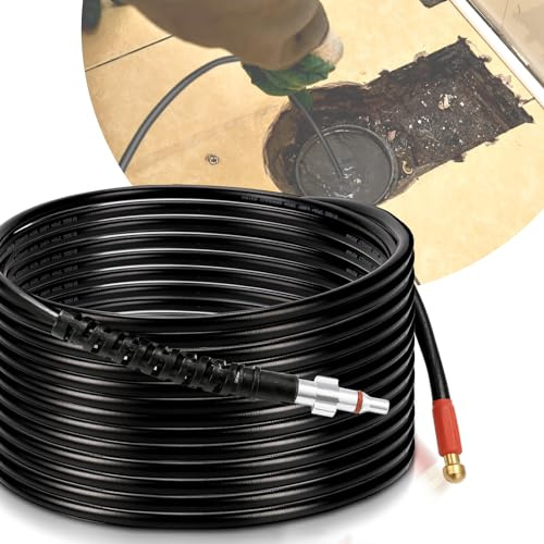 Yakimz 30m Rohrreinigungsschlauch Set Rohrreinigungsset Abflussreiniger 180 bar, 60 °C inkl. Adapter, Hochdruckreiniger für drinnen und draußen