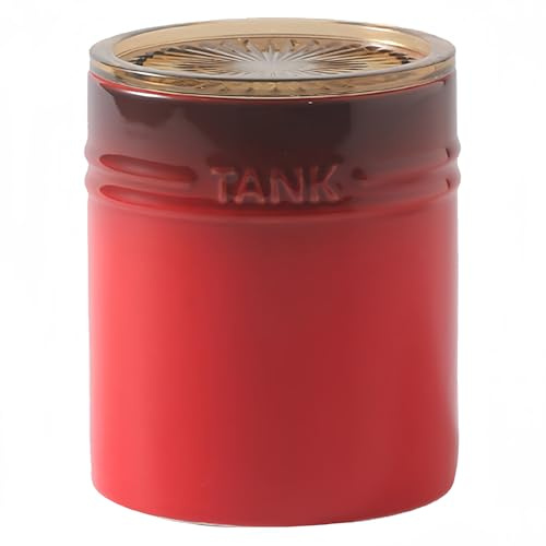 Dowbom DB-TG-016 Zuckerdose aus Keramik mit Deckel, solide Zuckerdose, Porzellan-Gewürzdose, Küchendekoration, Aufbewahrung (rot, 400 ml)