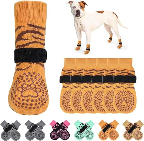 KOOLTAIL rutschfeste Hundesocken,doppelseitige Griffe,Hundesocken zum Lecken, um Kratzer auf Hartholzböden zu verhindern,Outdoor-Hundeschuhe und Pfotenschutz für kleine, mittelgroße und große