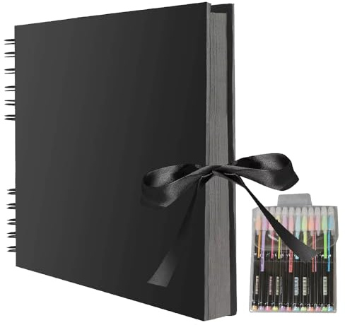 Photo Album Self Adhesive Pages - Our Adventure book Scrapbook - Scrap Picture Blank Book Large 80 Black Pages DIY Gift Scrapbooking Kit with Accessories - Memory Books for Children