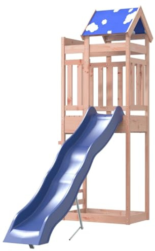 vidaXL Parque Infantil de Exterior Madera Maciza Douglas, Juego de Columpios de jardín, casa de Juegos con tobogán, Parque Infantil de Madera