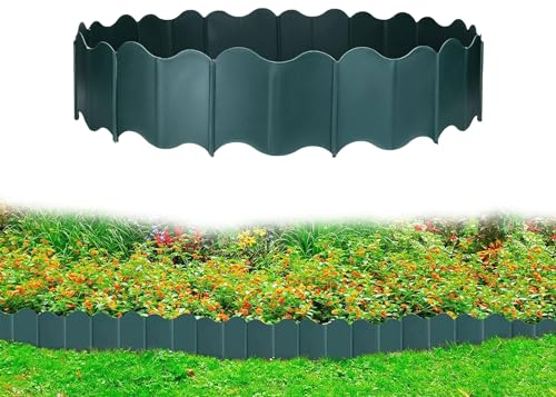 GAESHOW 20pcs Bordo per Prato, Bordo Giardino, Speed Recinzione per Giardino Bordi Bordura per Giardino, Plastica Flessibile, per Aiuole e Prati ​Bordo