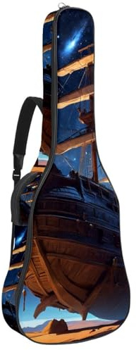 Schöne Tasche für Akustikgitarre, wasserdicht, mit mehreren Taschen und Schutzschicht, Segelboot-Sonnenuntergangsansicht, Mehrfarbig Nr. 08, 42.9x16.9x4.7 in, Gitarrentasche