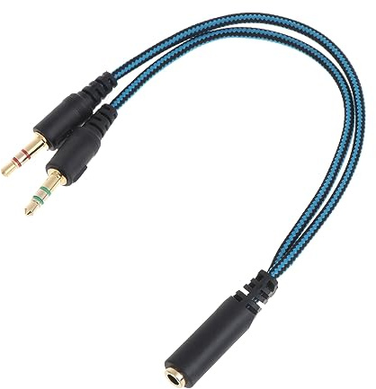 LLHCF Adaptateur pour casque stéréo avec prise casque vers PC portable 3,5 mm femelle avec transformation de casque/micro