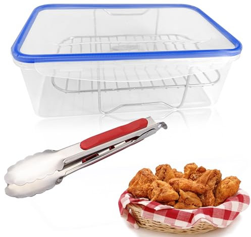 HoPliGhe Batter Bowl, Mess Free Breading Shaker Bowl with Lid Flour Sifter for Seasoning Fried Chicken, Fish, Shrimp, Just Flip