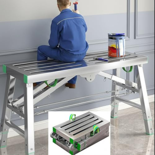 Folding Scaffolding Work Platform, Steel Step Ladder Stool,Adjustable Height,Maximum Load 400 KG