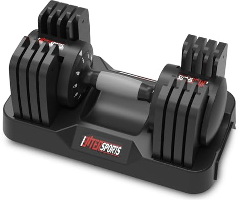 EnterSports 18 kg justerbara hantlar, justerbar platsbesparande hantel, justerbar hantel med halkfritt handtag, 5 viktnivåer-2–18 kg, 5-i-1 set arbetshantlar, hemmagym vikter