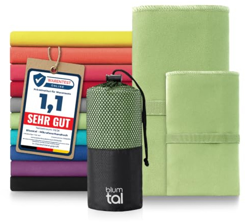 Blumtal Mikrofaser Handtuch leicht & extra saugstark - schnelltrocknende Microfaser Handtücher - optimal als Fitness Handtuch/Strandtuch Mikrofaser/Gym Towel - Reisehandtuch kompakt - Grün