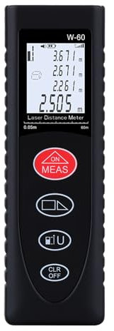 Laser Distance Device, 80M Mini Digital Laser Range Finder Portable Distance Meter Electronic Laser Tape for Measuring Distance Area Volume Size, ±1.5mm Accuracy, 4 Line LCD Display