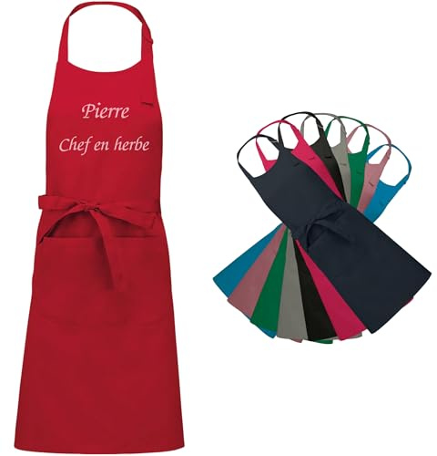 KDO MAGIC - Tablier de cuisine Personnalisé | Idée cadeau noël, homme, femme, anniversaire, chef | Tablier personnalisable brodé avec prénom | Protège des taches