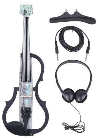 Professionelle Leise Elektrische Violine 4/4 Kohlefaser Violine Elektrische Geige Kit mit Tonabnehmer für Anfänger Erwachsene Jugendliche (Typ 1)