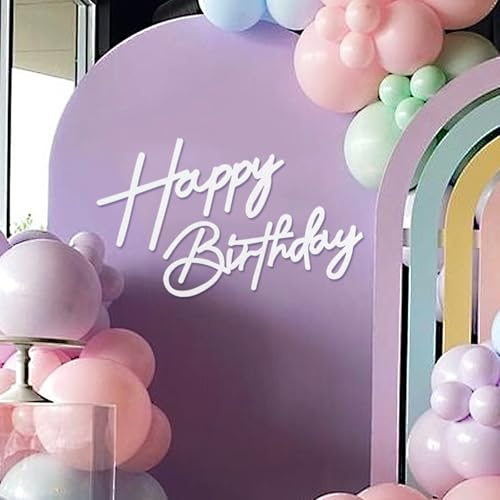 MASTRON Happy Birthday-Schild für Hintergrund – Glitzer-Filz, Happy Birthday-Buchstabenschild für Ballonbogen (White)