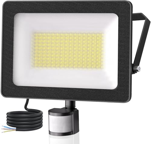 CLY Projecteur LED Détecteur de Mouvement 100W, 9000LM Spot LED Extérieur, Étanche IP66 Projecteur Exterieur LED, 6500K Blanc Froid Éclairage Exterieur avec Detecteur Pour Cour Garage Patio Jardin