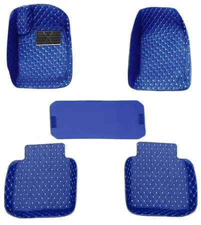 5 Stück Universal Autofußmatten wasserdichte Teppiche Autoinnenraum Automatten Komplettes Set Linkslenker(S blau)