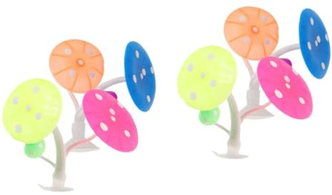 Sosoport 4pcs Silicone Betta Fish Bed Fish Tank Decorative Mushroom Resting Bed Suction Cup Betta Tank Accessories