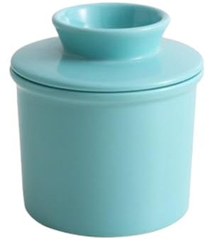 Lizhuzhuzs28 Mantequillera Mantequera de cerámica de 350 ml, Recipiente cilíndrico for Guardar Mantequilla, Caja for Queso, Accesorios de Cocina Mantequera(Blue)