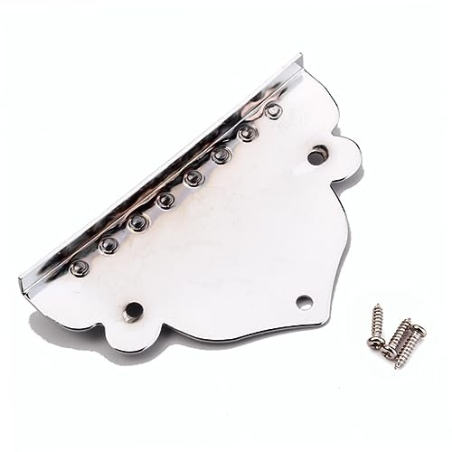 ERINGOGO Cordal y Placa Triangular de Cromo Plata de Mandolina de 8 Cuerdas con Tornillos para Reemplazo y Decoración de Mandolina o Guitarra Caja