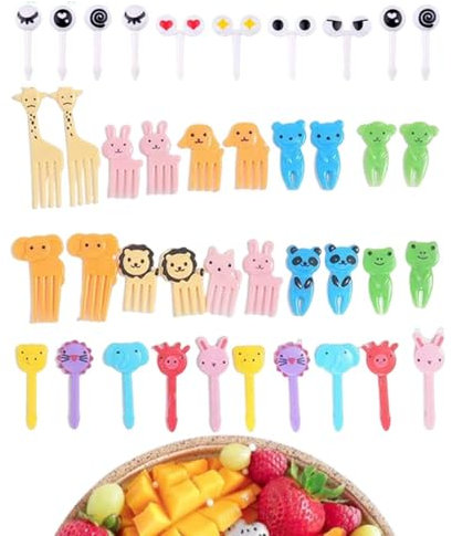 VONJUMA 50 Pezzi Mini Forchette Da Frutta A Forma Di Cartone Animato Frutta Forchettine Bambini Stuzzicadenti Per Bambini Stuzzicadenti Di Frutta Riutilizzabili Per Il Pranzo Festa Di Compleanno