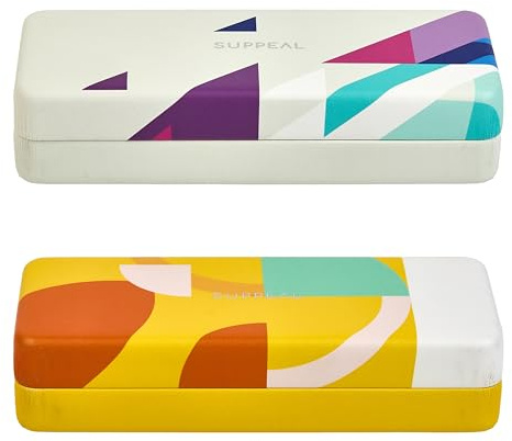 SUPPEAL 2er-Set Hartschalen-Brillenetuis – Geschenkbox, Hard Shell für Sonnenbrille & Lesebrille, Violett/Türkisblau/Gelb/Mintgrün – Inkl. Mikrofaser-Putztuch