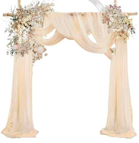 GIYXHU Tessuto per Drappeggio dell'Arco Nuziale Arco di Nozze Drappeggio Tessuto Chiffon panneggio soffitto del Partito Tende ad Arco for Il Matrimonio(Apricot,70x600cm)