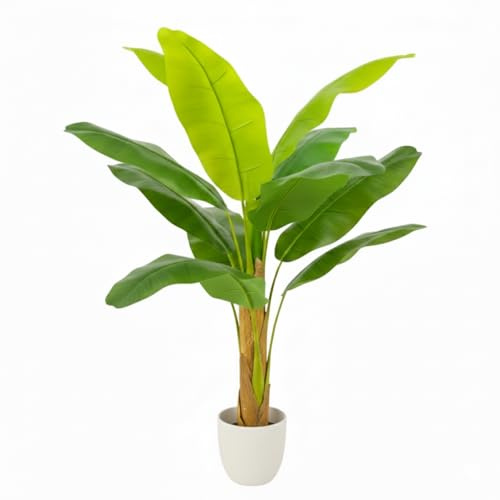 Clove, Plante Artificielle Grande, bananière 120 cm avec Tronc réel et Naturel - Décoratives, Arbre, décoration pour intérieur, Bureau, Maison, hôtel et événements - Feuilles malléables - Plante