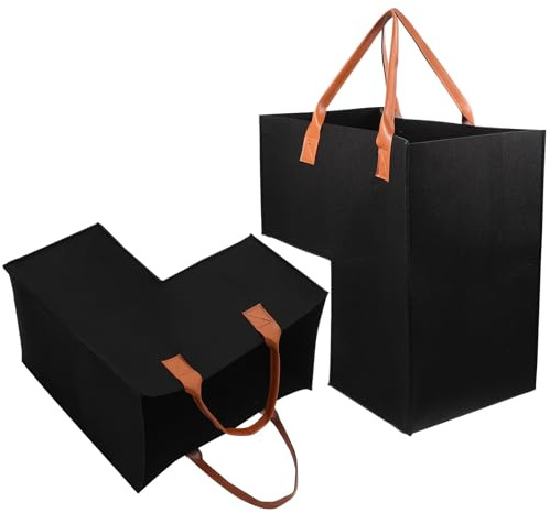 FOMIYES Cesto Portabiancheria in Feltro a Forma l Manici, Set da 2 Organizer per Scale, Contenitore Portaoggetti per Vestiti Sporchi e Giocattoli, Capiente e Adatto per Casa e Ufficio