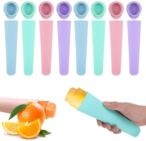 8 Stück Eisformen Silikon Eisformen Eis am Stiel Formen, Wassereis Silikonform, Eiswürfelform, Eisförmchen, Wiederverwendbare Silikon Popsicle Formen für Eisform Popsicle Eislutscher Wassereis
