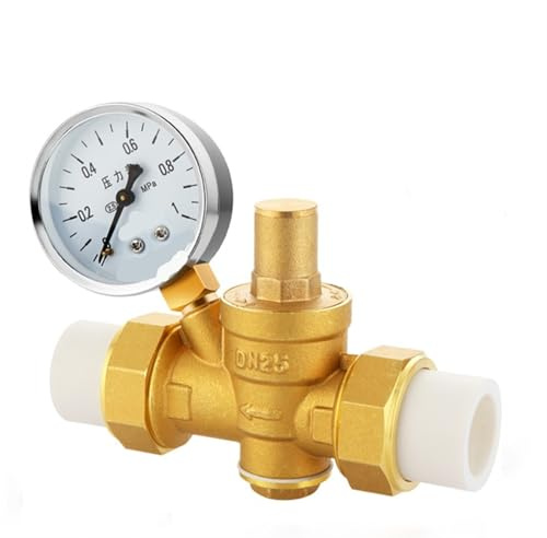 Reduzca la presión del agua, Válvula reductora de presión PPR termofusible latón ajustable en varios tamaños(Valve With Gauge,PPR32)