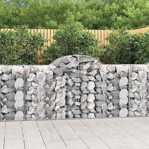 YNGBHFNOP Panier gabions arqué 200x50x100/120 cm Fer galvanisé barrière Jardin décorative insonorisante Stable Crochets renforcés clôture extérieure Anti-Vent