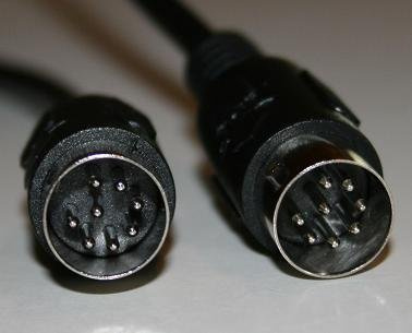DIN 8 Pin Large Size DIN 12 Ft Black Cable MIDI Size Male Male