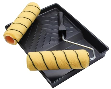 ProDec 225-mm-Farbrollen-Set für Dispersions- und Mauerwerksfarbe – 2 x mittelflorige Farbrollenhülsen für Wände und Decken, Rahmen/Schale, Rollensets für Dispersionsfarbe