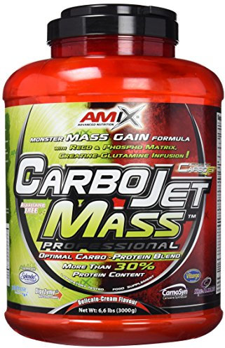 AMIX - Complemento Alimenticio - Carbojet Mass Professional - Carbohidratos y Proteínas para Aumentar la Masa Muscular - Concentrado Proteína de Suero - Recuperador Muscular - Sabor Chocolate - 3 KG