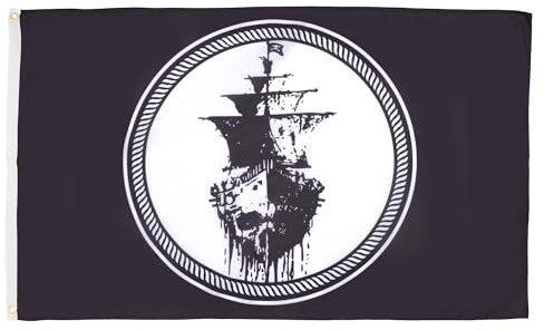 AZ FLAG Drapeau Pirate Mer Noire 150x90 cm Polyester 100D 2 Œillets | Usage intérieur et extérieur Drapeau décoratif corsaire coutures doubles et bords renforcés avec œillets métalliques