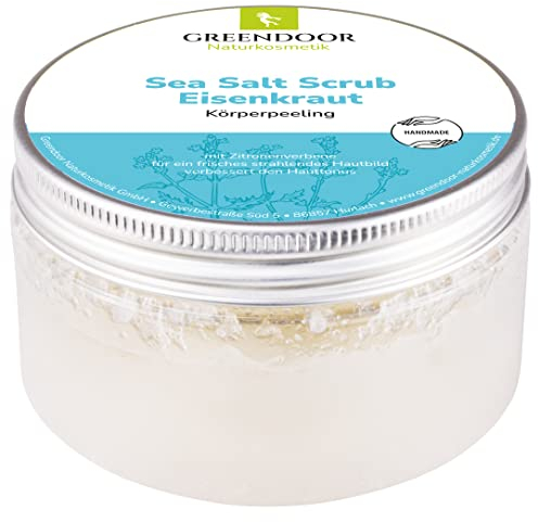 GREENDOOR GREENDOOR Körperpeeling Sea Salt Scrub Eisenkraut vegan, zitroniger Duft, Natur Body Scrub, Duschpeeling, Naturkosmetik, Body Scrub Sauna-Salz 280 g