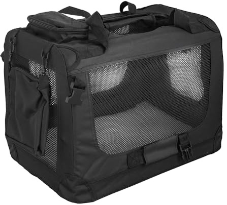 Faltbare Hundebox Transporttasche Transportbox Auto für Katze Hunde Große Kleine Box Bag Bed Decke Klein Auto Transport 7 Größen Taschen Fünf Farben Petigi (Schwarz, L (70 x 52 x 51 cm))