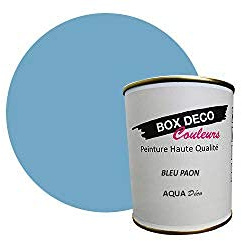 BOX DECO COLORES - Pintura de pared acrílica con aspecto satinado, 750 ml, color azul pavo real