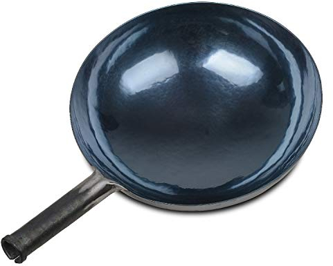 Woks chinos de hierro martillado a mano y sartenes para freír, antiadherentes, sin revestimiento, menos aceite, acero al carbono Pow (sazonado 30 cm)