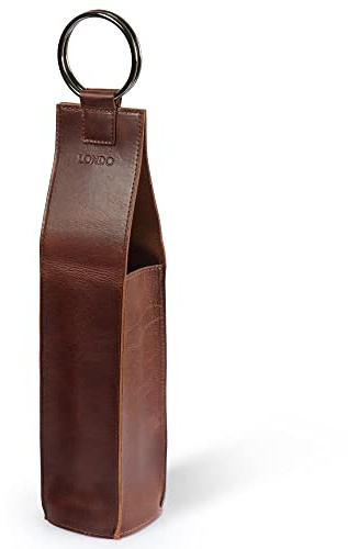 Londo Echtleder Weinflaschenhalter und -Träger, Weinflaschentresor, Weinflaschensafe, Geschenkbox aus Echtleder für gängige Weinflaschen