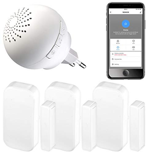 VisorTech Gateway: 4-teiliges WLAN-Alarmsystem für Funkgeräte, 3X Fenster-/Türsensor, App (Fenster Alarmanlage mit App, Alarmanlage Häuser WiFi, Steckdose Schalter)