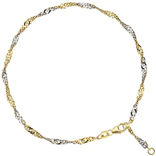 Jobo Damen-Fußkette aus 925 Sterling Silber vergoldet 2,9 mm 25 cm