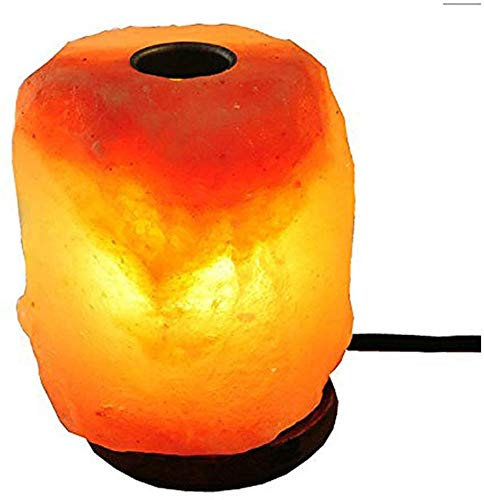 APP LIFE Lampada di Sale Rosa Himalayano 100% Puro e Naturale per Aroma Therapy - Inclusa Lampadina ad Incandescenza e Cavo - Completamente Naturale e Realizzata a Mano con Base in Legno