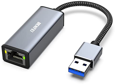 BENFEI Adattatore USB 3.0 a Ethernet, Adattatore USBC a RJ45 Gigabit LAN (1000Mbps), compatibile con MacBook/Pro/Air, Surface Pro, Windows 11/10/8/7, Mac OS [Guscio in alluminio e cavo in nylon].