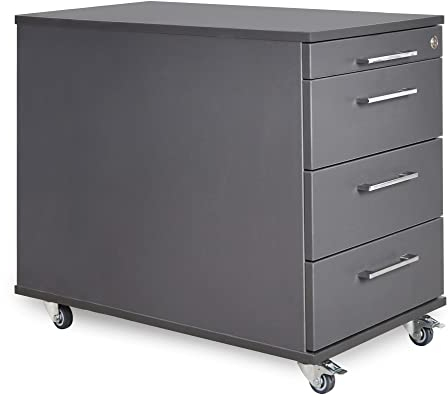 goodsforbusiness GmbH Büro Rollcontainer 80cm 3 Schubladen, 1 Materialauszug, abschließbar 65x43x80cm Anthrazit