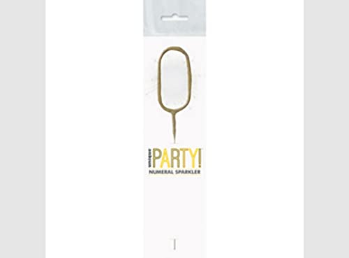Gold Glitz Party Sparkler Number 0 (17cm) - Perfect for Birthday, Anniversary & Memorable Celebrations - 1 Pc