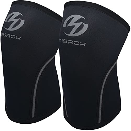 Nisrok Neopren-Kompressions-Kniebandage 7 mm, 1 Paar, geeignet für Cross-Training, Gewichtheben, Powerlifting, Kniebeugen und Basketball (schwarz, klein)