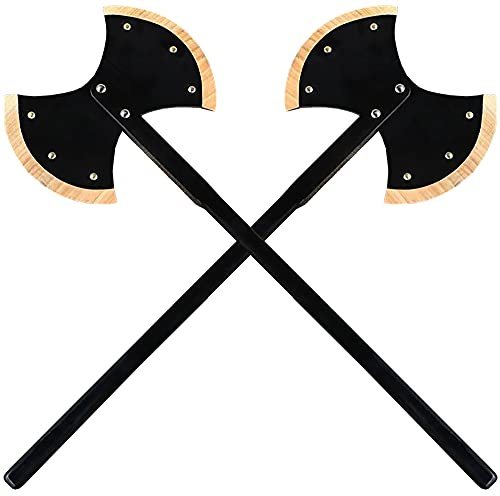 AEVVV Lot de 2 haches Viking en bois de 70 cm – Fait à la main en bois de frêne naturel non aiguisé pour l'extérieur – Haches d'entraînement sûres pour 15 ans et plus