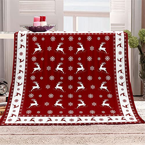 Chickwin Mantas para Cama Navidad, Patrón Alce 3D Manta de Sofá Navideña Mantas de Franela Suave Manta de Felpa Invierno, Mantas Cálida para Adulto Infantil (130x150cm,Feliz año Nuevo)