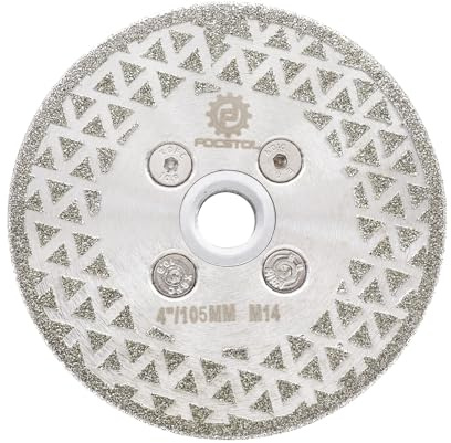 FOCSTOL Diamant Trennscheibe 105mm - Diamant Fliesenscheibe zum Schneiden und Schleifen von Granit Marmor Porzellan Keramikfliesen Quarz M14 Gewinde