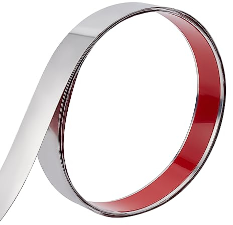 UNICRAFTALE 5m Edelstahl Wandleisten Selbstklebende Zierleisten Flexible Metall Zierleiste Hochglanz Deckenleisten Für Wand Spiegel Klebeband Winkelleiste Fliesen Kanten Platin Farbe 10mm Breit